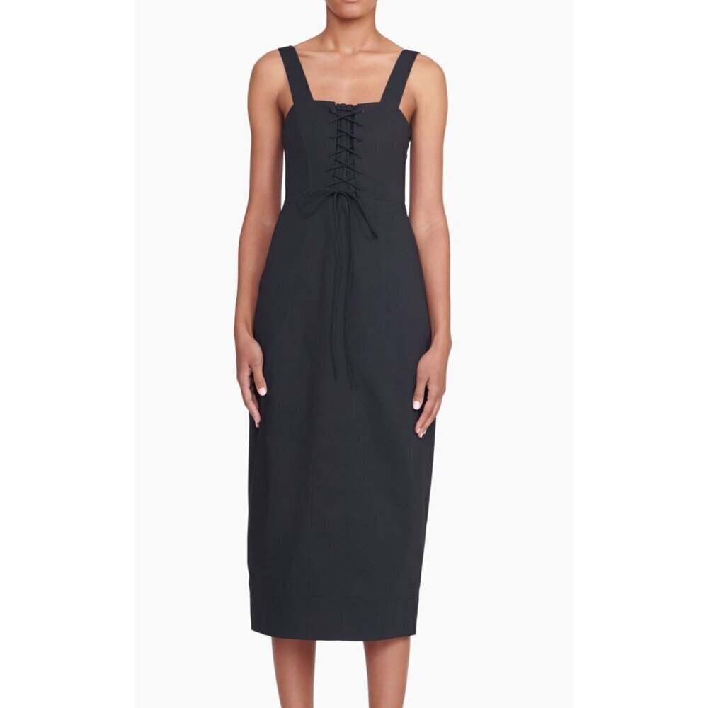 New Staud Sutton Lace Up Dress Black Sz 0 MSRP 395